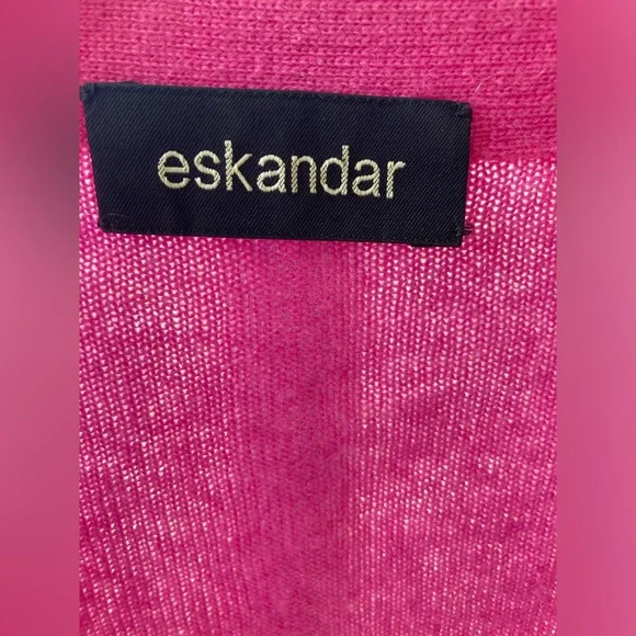 Eskandar 2X 3X 100% Cashmere lipstick pink kimono cardigan sweater - Picture 5 of 6